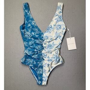 Solid & Striped Women's The Lucia One-Piece swimsuit blue/white XS $198